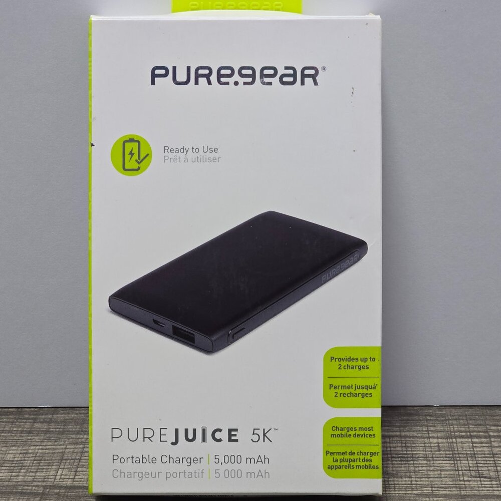 PureGear Pure Juice 5K 5,000mah Rechargeable Battery Pack Black Brand New